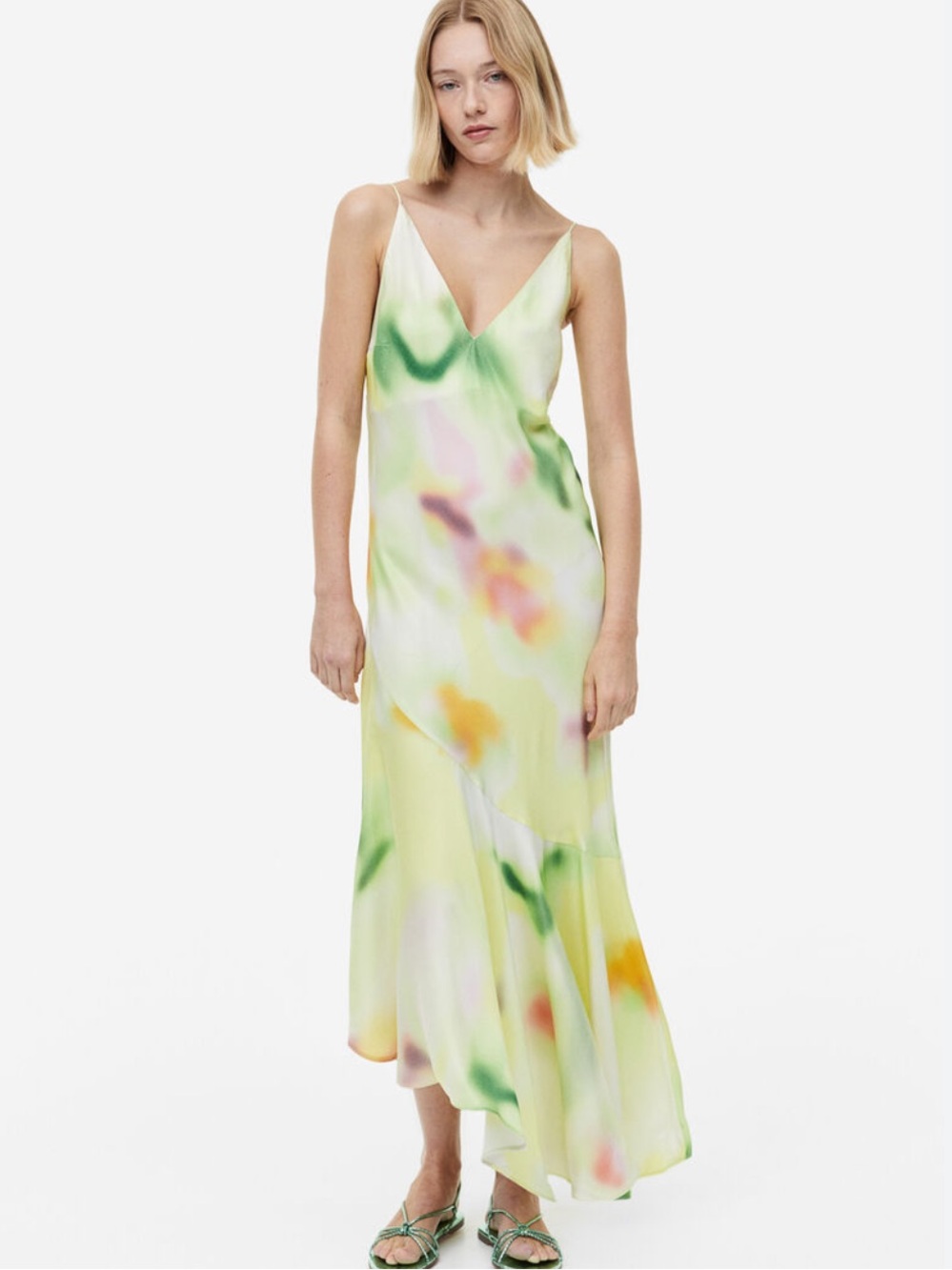 NWT H&M Slip Maxi Dress in Pastel Green Floral